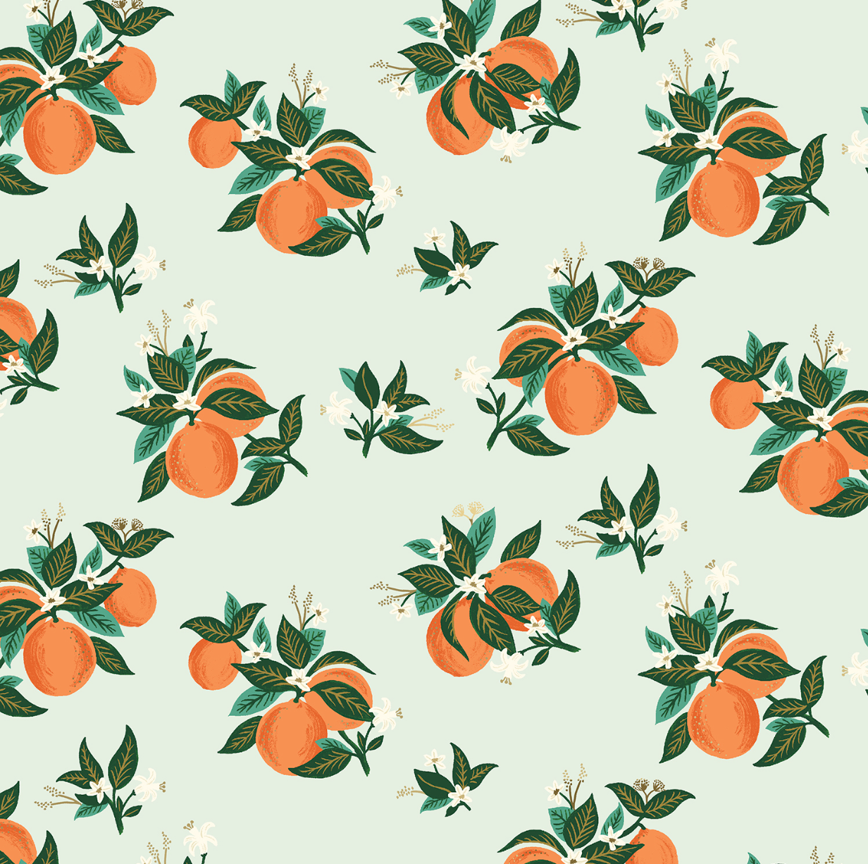 Citrus Blossoms in Orange Metallic