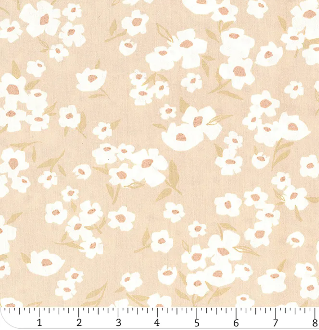 Wideback 108" Spring Daisies in Ecru