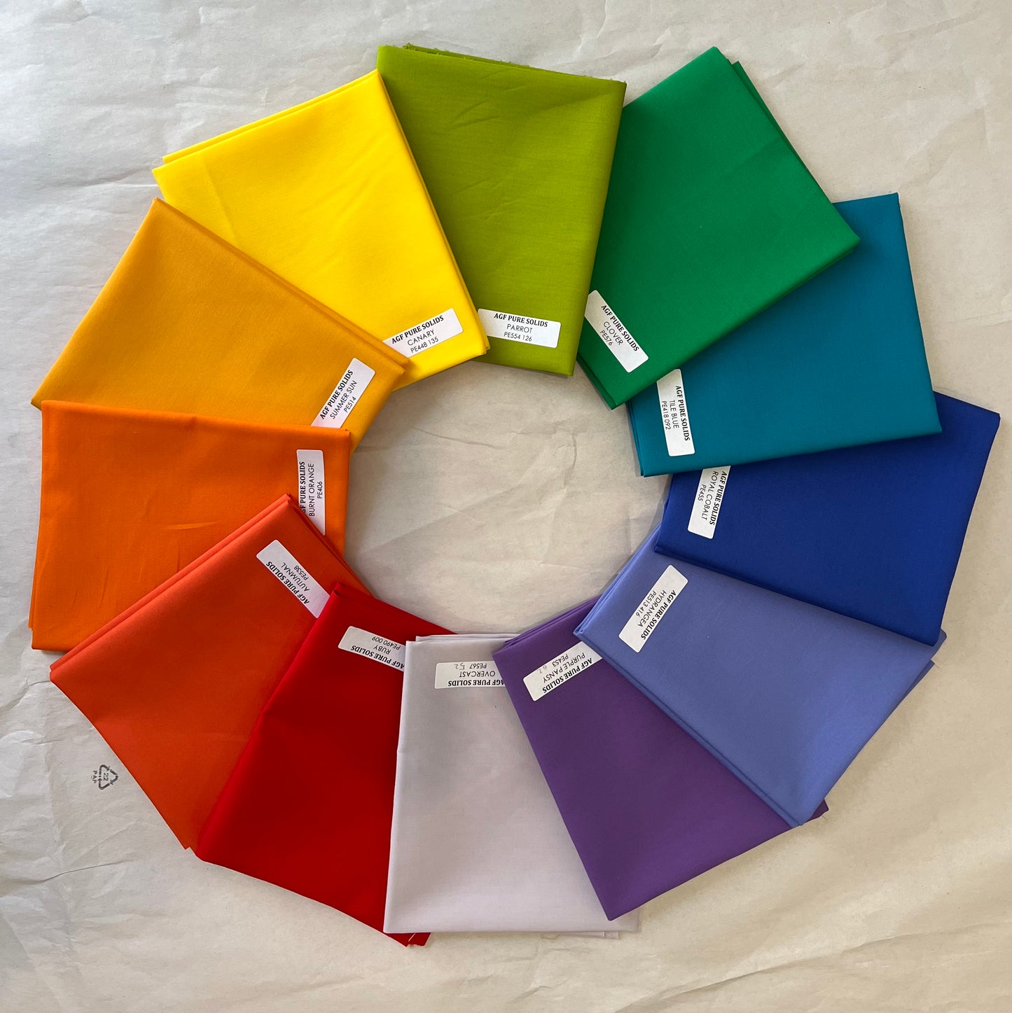 12 piece rainbow fabric bundle