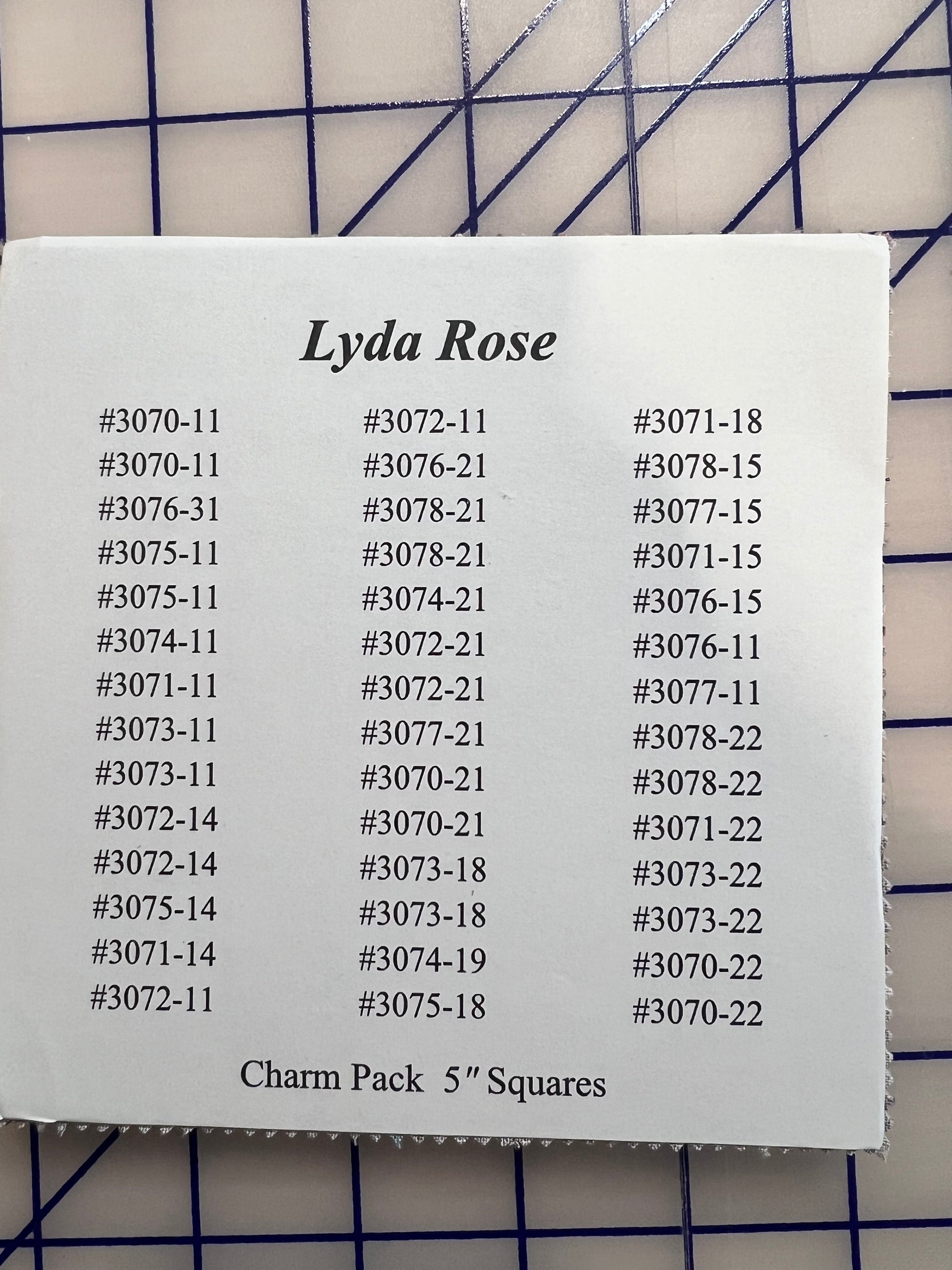 Fabric label with pattern numbers on a grid background