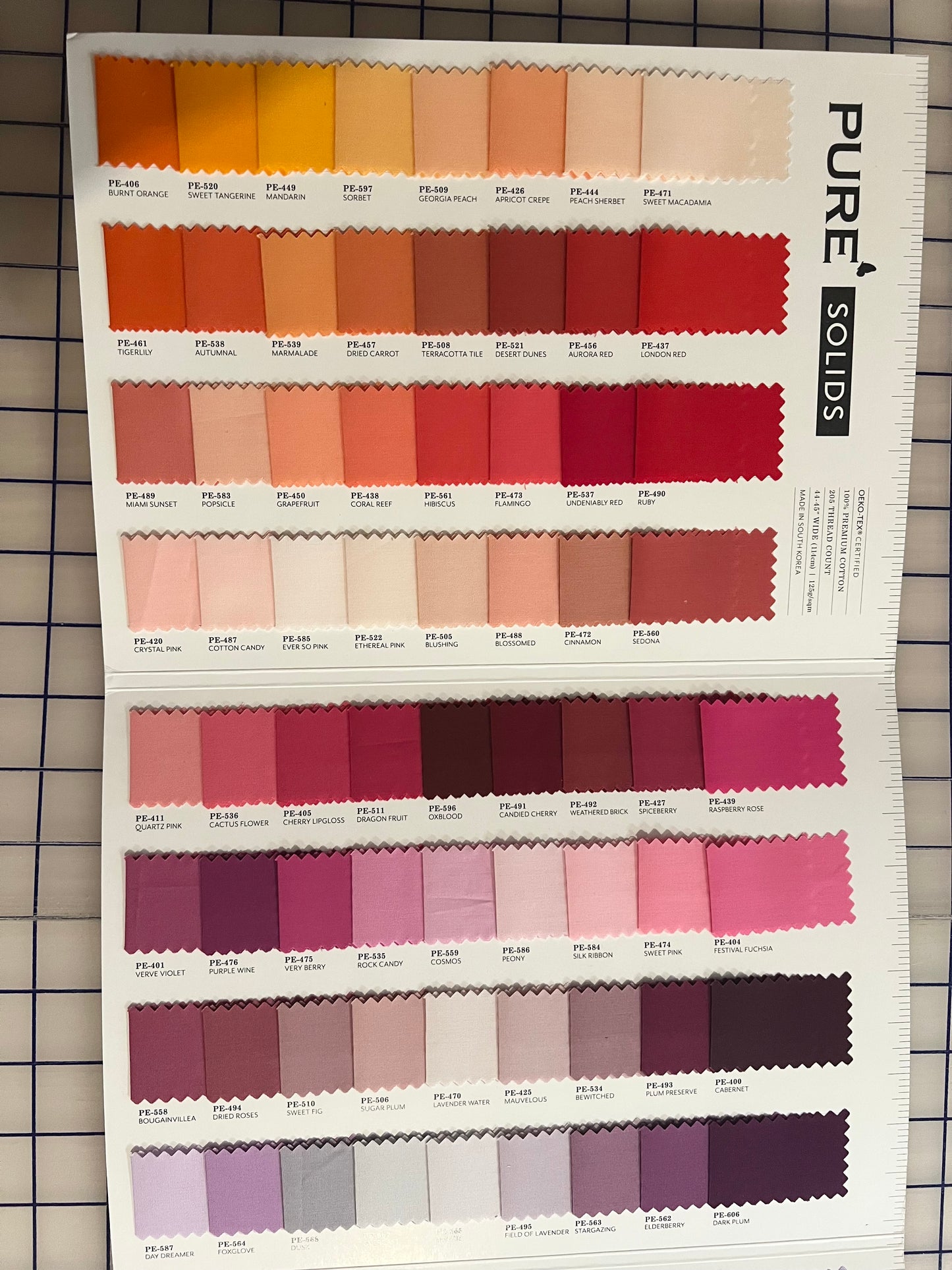 Pure Solids Color Card