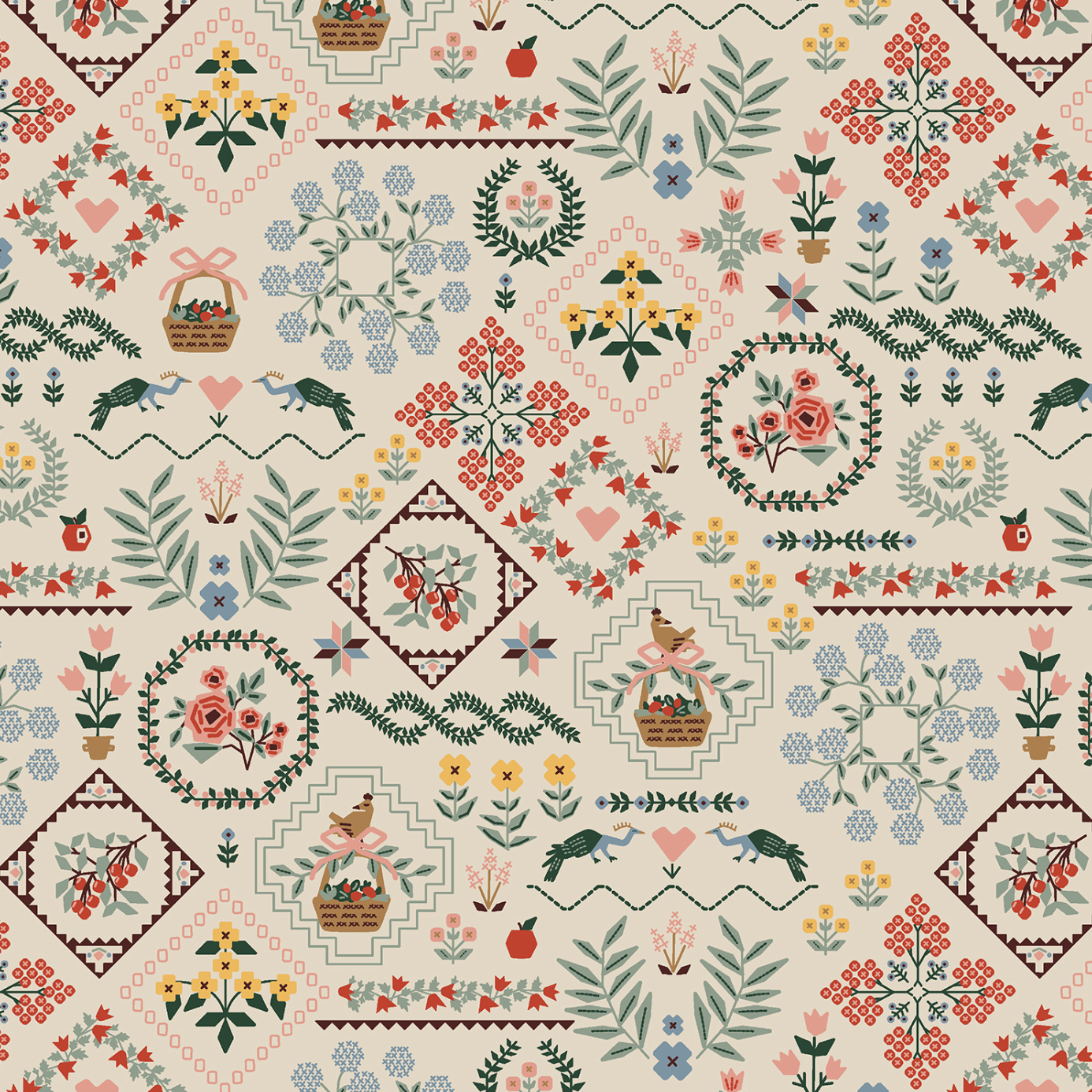 Heritage Sampler in Linen Color (100% Cotton)