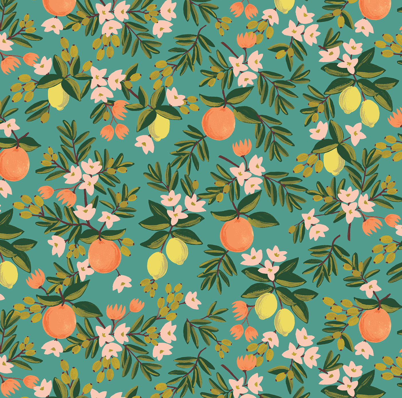 Citrus Floral in Teal