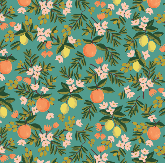 Citrus Floral in Teal