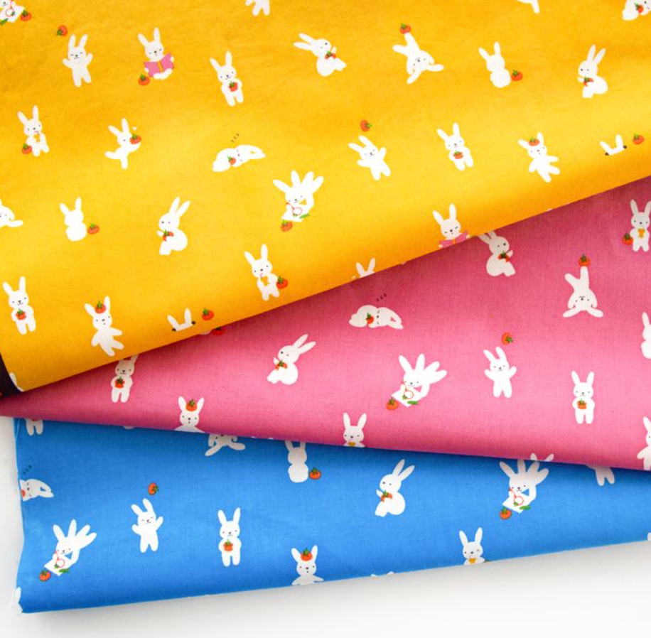 Persimmon Bunnies in Hibiscus