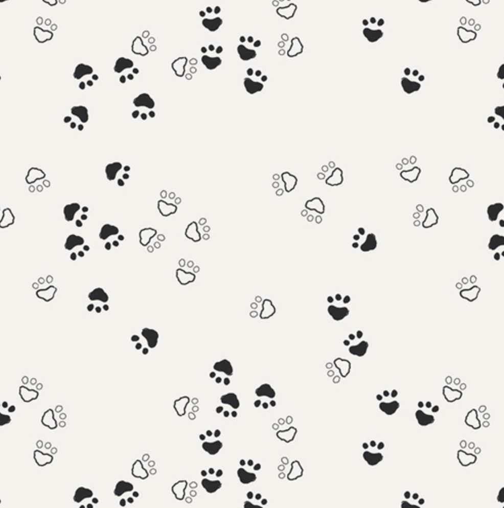 black and white paw print fabric