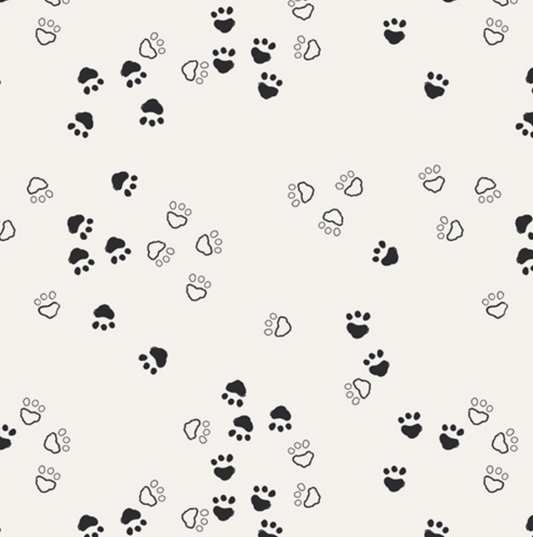 black and white paw print fabric