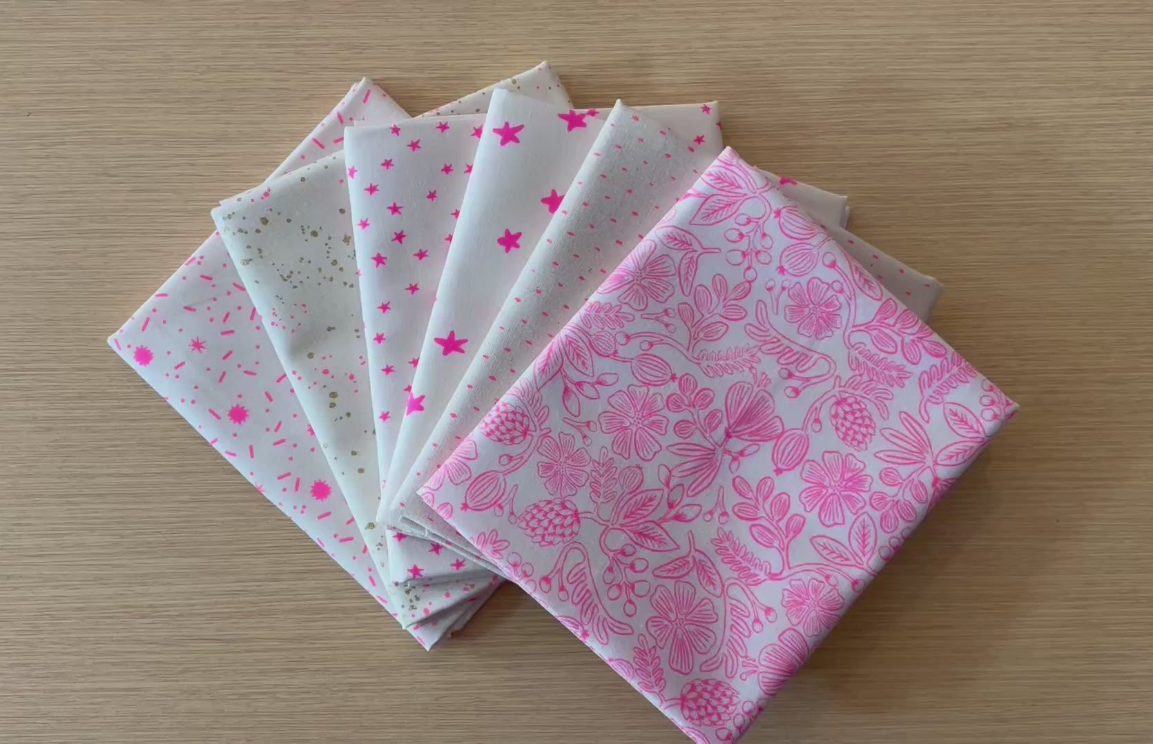 Neon pink 6 piece fabric bundle